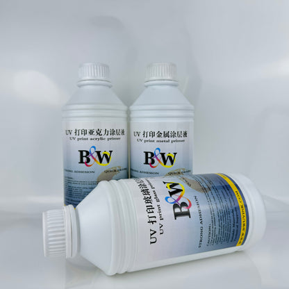 UV 涂层液适用于木材、玻璃、金属、亚克力材料，适用于 UV 平板打印机涂层